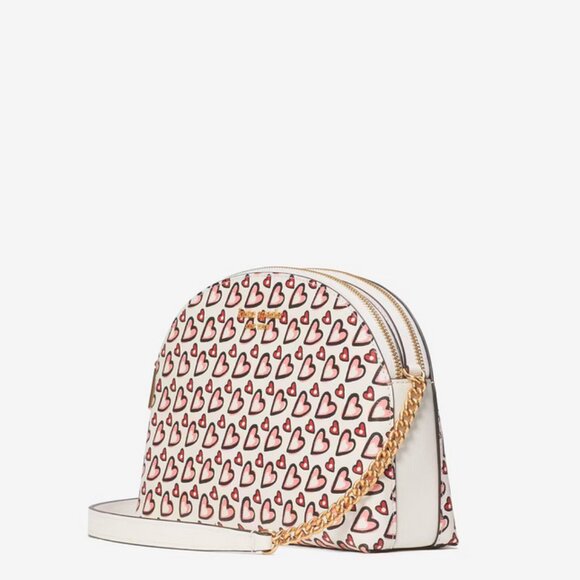 Kate Spade Morgan Fancy Hearts Double-zip Dome Crossbody Purse KA073 - Picture 4 of 11